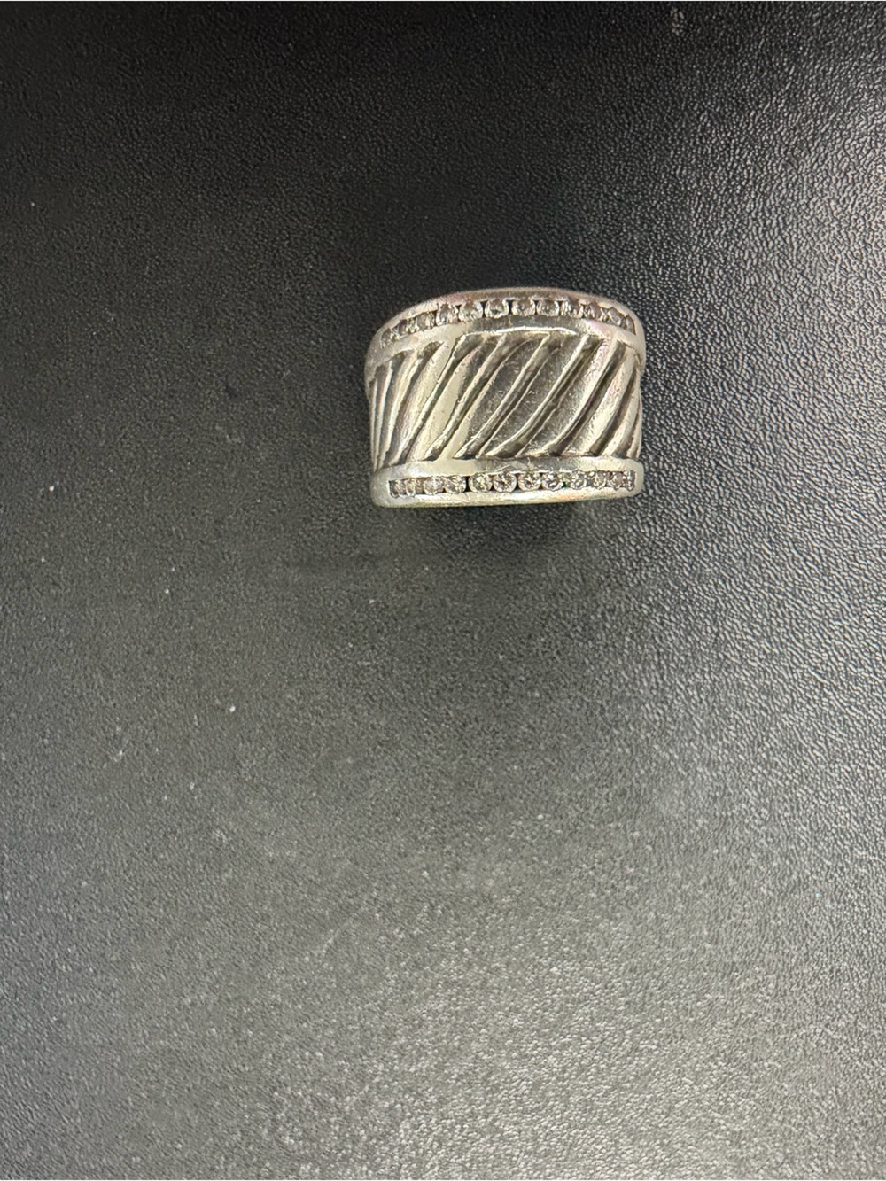 Authentic David Yurman Sterling silver & diamond -Wide Band Ring - Women Jewelry